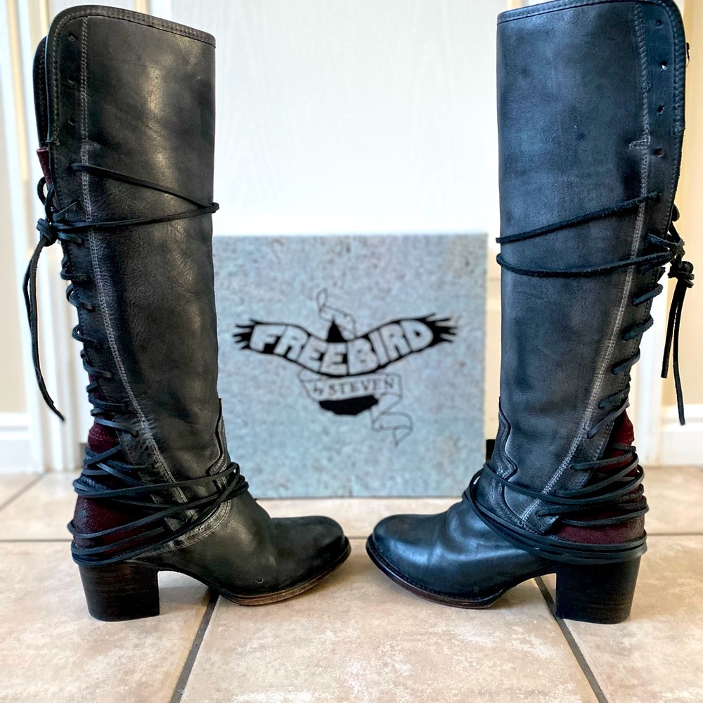 Freebird Black Leather tall Boots